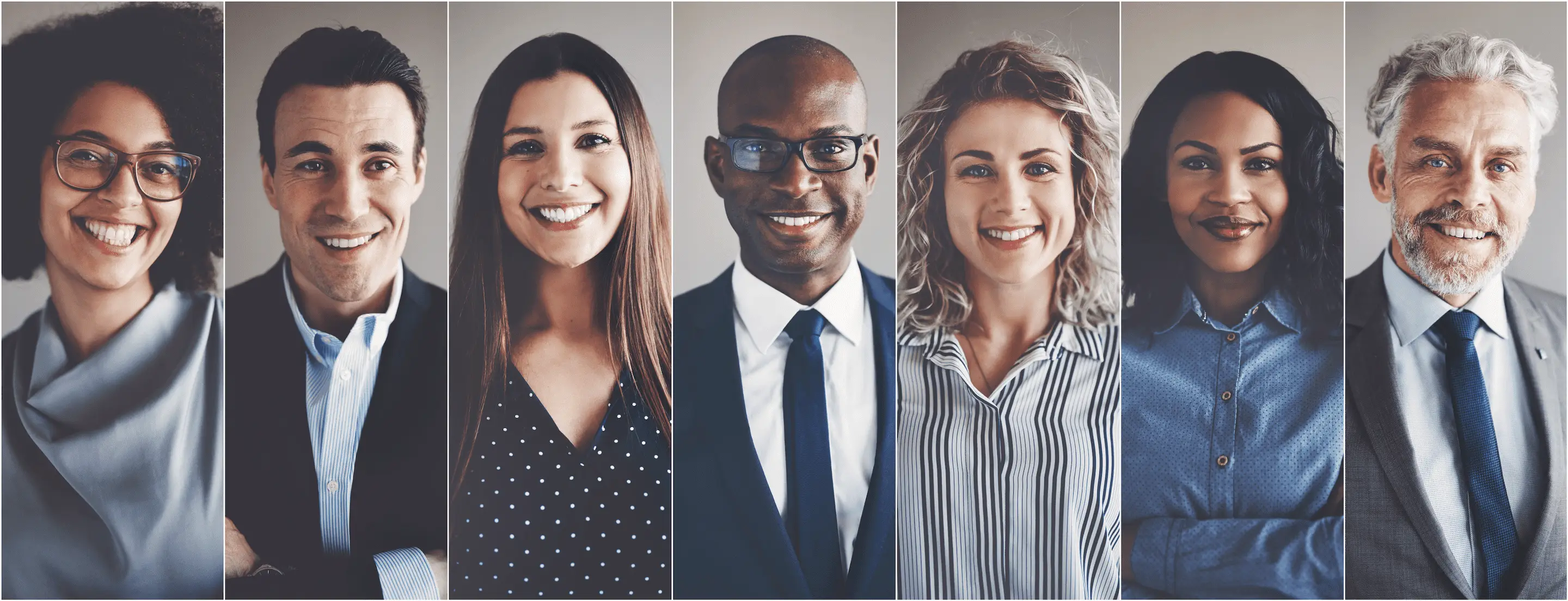 Collage group portrait of multiracial multicultural professionals